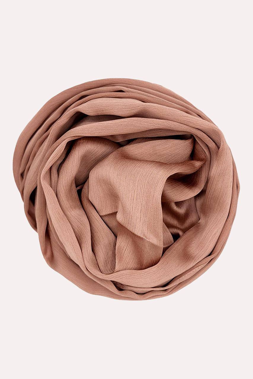 Silk Satin Crinkle Hijab - Copper Dust - Momina Modestwear