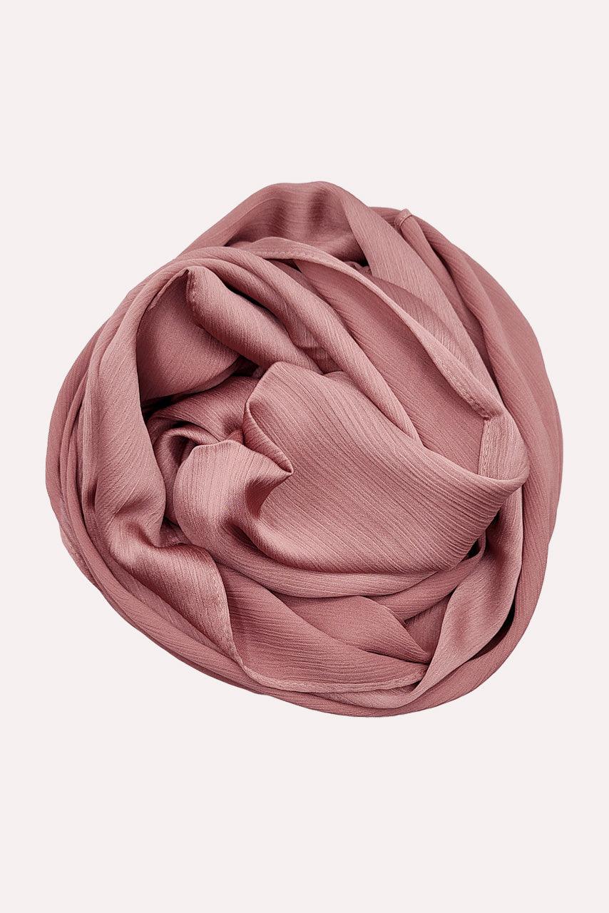Silk Satin Crinkle Hijab - Pink Opal - Momina Modestwear