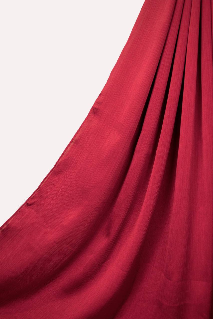 Silk Satin Crinkle Hijab - Red Opal - Momina Hijabs