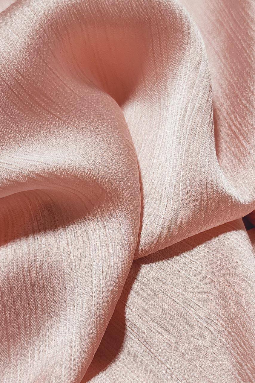 Silk Satin Crinkle Hijab - Rosewater - Fabric