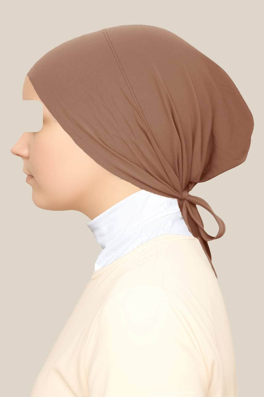 Brown Tieback Hijab Undercap by Momina Hijabs