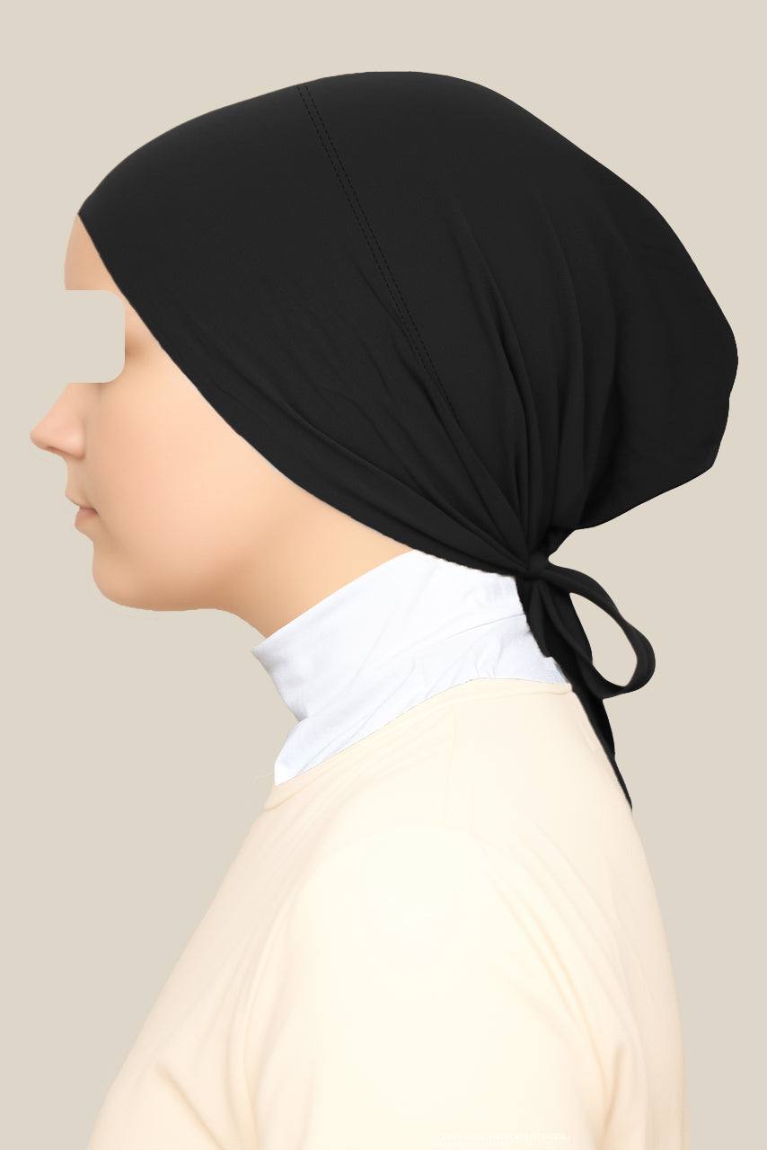 Black Tieback Hijab Undercap by Momina Hijabs